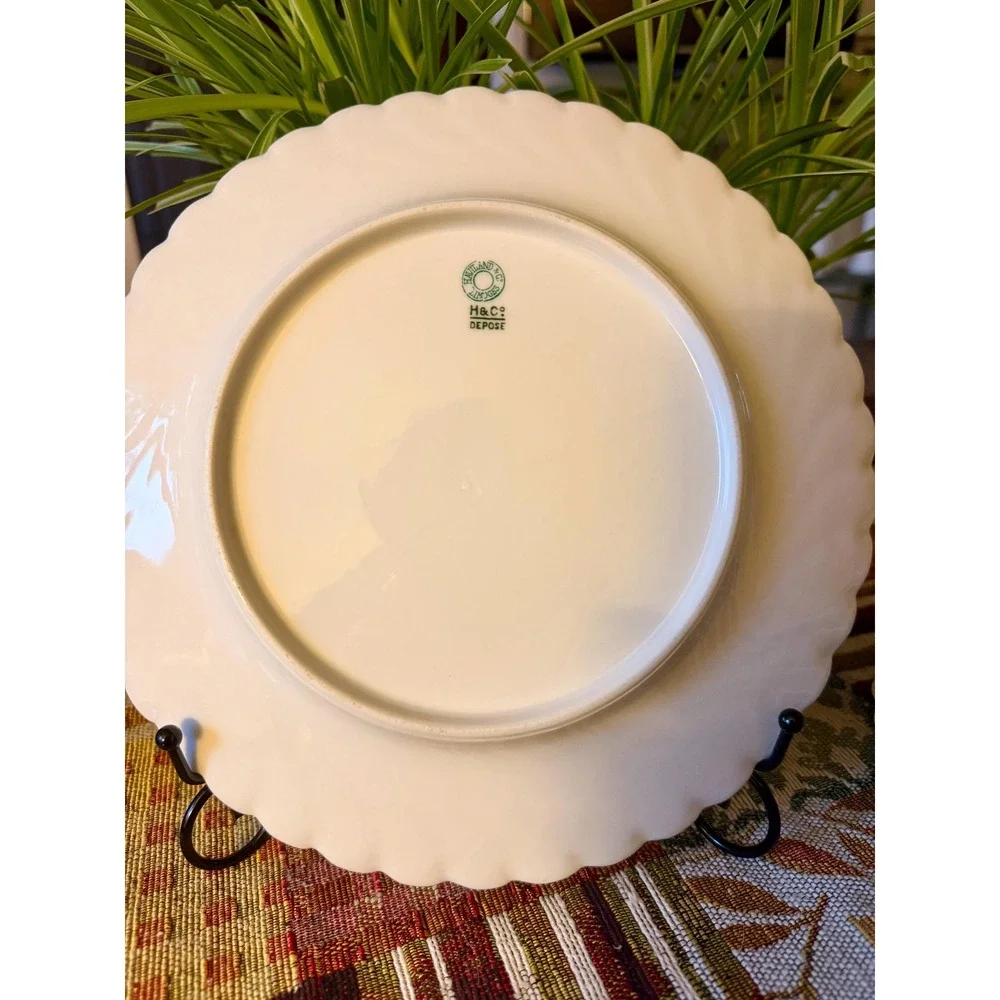 Antique Haviland Limoges Butterfly Plates, Victorian Floral Salad Set (Set of 7)